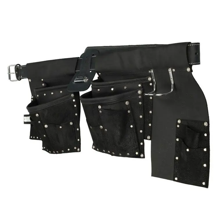 Gratis Retour D4E Lederen Dubbele Gereedschapsgordel Zwart