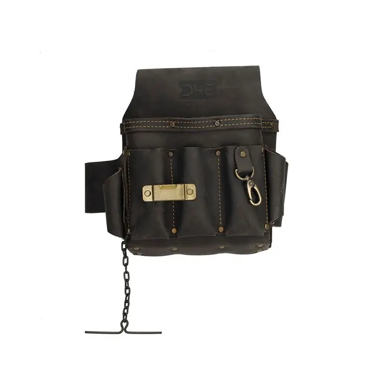 Exclusief D4E Lederen Gereedschapsgordel 1-Vaks + houders Bruin