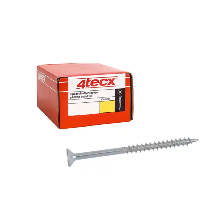 Superprijs 4Tecx Spaanplaatschroef POZI PZ2 5,0 x 100/60 mm 200 stuks