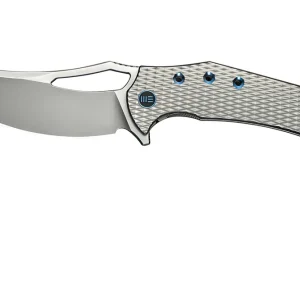 Gecertificeerd WE Knife Epaulette WE24024-3 Polished Bead Blasted M390 Diamond Patterned Polished Bead Blasted Titanium, zakmes, Gavko Knives design
