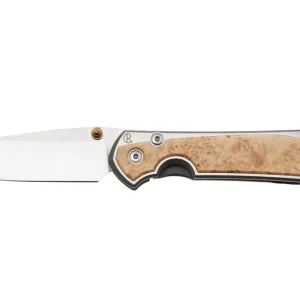Weekendaanbieding Chris Reeve Large Sebenza 31 L31-1628, Satin CPM MagnaCut, Polished Titanium, Box Elder Burl Inlay zakmes